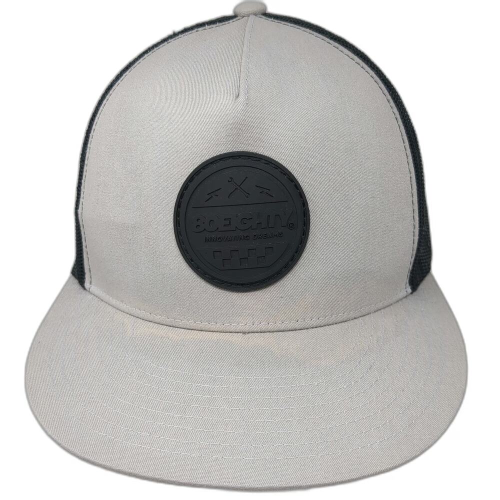 80Eighty Trucker Hat Beige Black One Size Snapback Mesh Innovating Dreams Patch